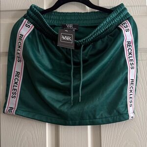 Young & Reckless Green Skirt with Logo Stripes